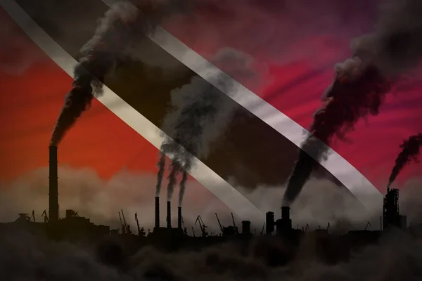 Humo Pesado Tuberías Industriales Bandera Trinidad Tobago Concepto Calentamiento Global — Foto de Stock