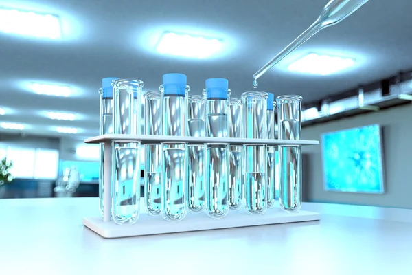 Test Jakości Wody Pitnej Obecność Wirusów Covid 2019 Laboratoryjne Probówki — Zdjęcie stockowe