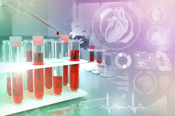 Reageerbuisjes Bio Kantoor Bloedmonster Analyse Chloride Cholesterol Medische Illustratie Met — Stockfoto