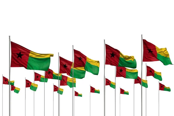 Schön Viele Guinea Bissau Flaggen Einer Reihe Isoliert Auf Weiß — Stockfoto