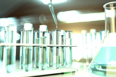 Modern kimya fakültesi laboratuvar kanıtları - bakteri konsepti için içme suyu kalitesi testi, tıbbi 3D illüstrasyon