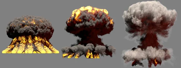 Μεγάλες Διαφορετικές Φάσεις Φωτιά Μανιτάρι Σύννεφο Έκρηξη Θερμοπυρηνικής Βόμβας Καπνό — Φωτογραφία Αρχείου