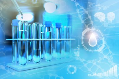Virüsler için içilebilir su kalitesi testi (covid-2019 gibi) kavramı - modern tıp araştırma tesisinde laboratuvar denemeleri, tıbbi 3D illüstrasyon