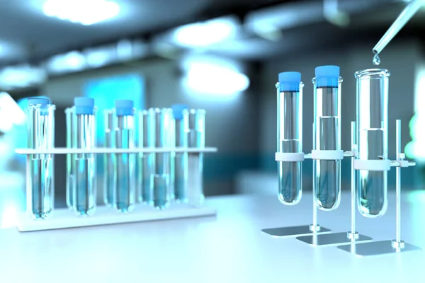 Drinkwaterkwaliteitstest Voor Virussen Zoals Covid 2019 Concept Laboratoriumreageerbuizen Moderne Farmaceutische — Stockfoto