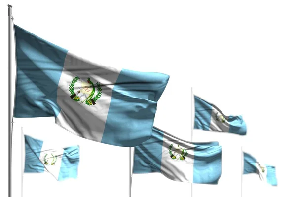 Cute Five Flags Guatemala Waving Isolated White Picture Bokeh Any — Stock Photo, Image