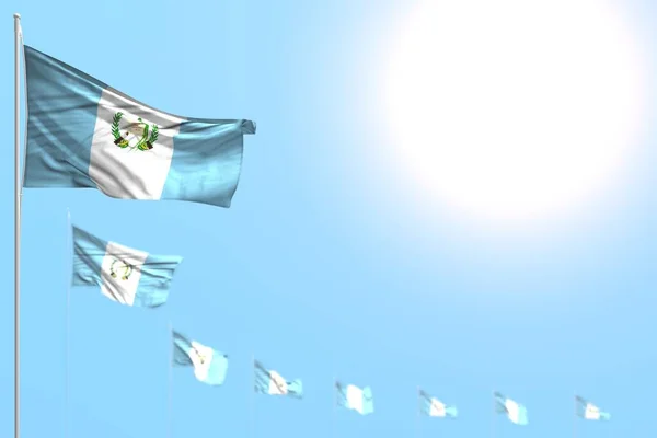 Nice Many Guatemala Flags Placed Diagonal Selective Focus Free Space — Stock Photo, Image