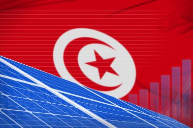 Tunus güneş enerjisi dijital grafik konsepti - yeşil enerji endüstriyel illüstrasyon. 3B Görüntü