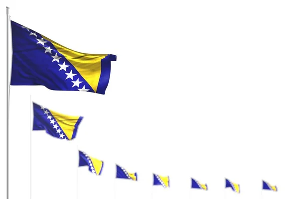 Cute Bosnia Herzegovina Isolated Flags Placed Diagonal Illustration Soft Focus — Stock Photo, Image