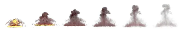 Spousta Snímků Obrovského Výbuchu Bomby Houba Mrak Ohněm Kouřem Izolované — Stock fotografie