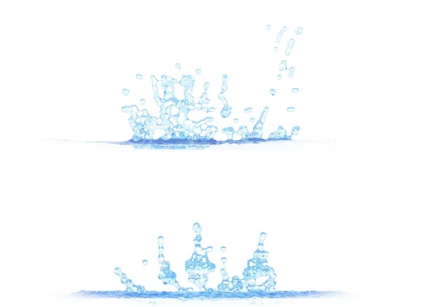 Två Sidovyer Kallt Vatten Stänk Illustration Mockup Isolerad Vitt Kreativ — Stockfoto