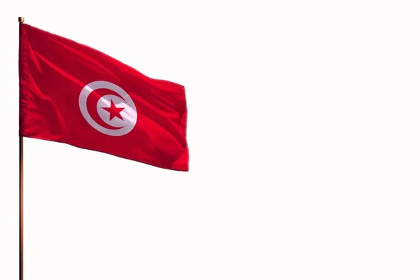 Φτερουγίζοντας Σημαία Της Τυνησίας Απομονωμένη Mockup Τον Τόπο Για Κείμενό — Φωτογραφία Αρχείου