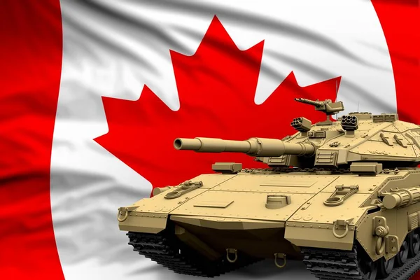 Canadá Tanque Moderno Con Diseño Real Fondo Bandera Concepto Fuerzas — Foto de Stock