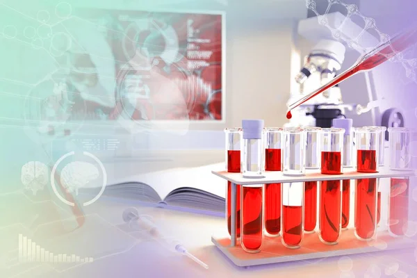Ilustração Médica Provas Frascos Clínica Universitária Teste Gene Sangue Para — Fotografia de Stock
