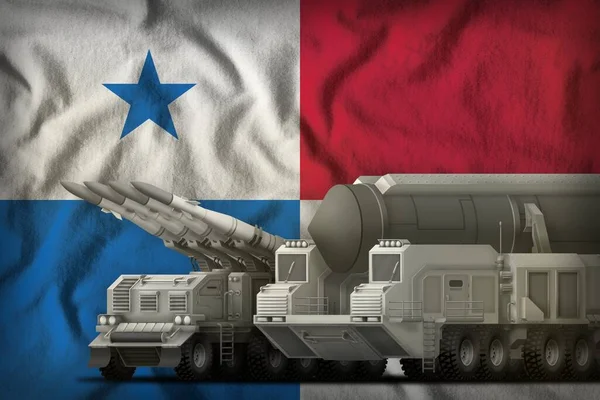パナマの旗の背景にロケット部隊がいる パナマのロケット部隊のコンセプト 3Dイラスト — ストック写真