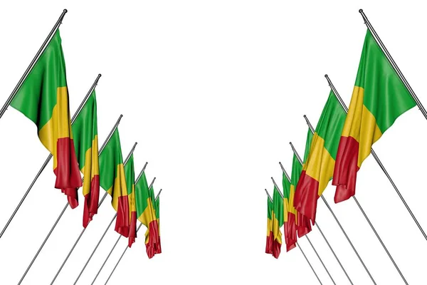 Bonito Muitas Bandeiras Mali Paira Pólos Diagonais Lados Esquerdo Direito — Fotografia de Stock