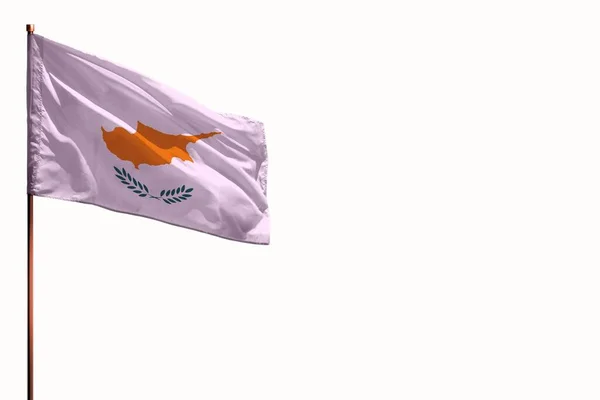 Wahająca Cypryjska Flaga Odizolowana Makieta Miejscem Tekst Białym Tle — Zdjęcie stockowe