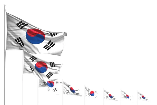 Bonito República Coreia Coreia Sul Bandeiras Isoladas Colocadas Diagonal Imagem — Fotografia de Stock