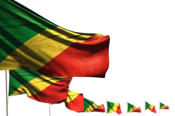 Ładny Kongo Pojedyncze Flagi Umieszczone Przekątnej Obraz Miękkim Ostrości Miejsce — Zdjęcie stockowe