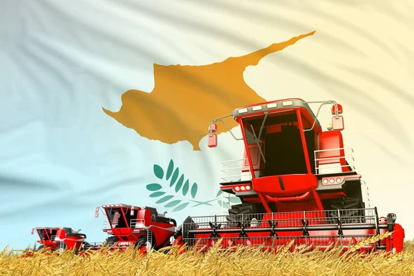Industriële Illustratie Van Rode Boerderij Landbouw Combineren Oogstmachine Het Veld — Stockfoto