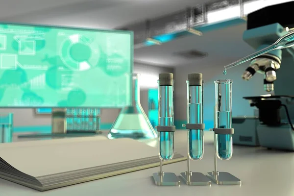 Tubos Teste Laboratório Bioquímica Clínica Universitária Teste Qualidade Água Potável — Fotografia de Stock
