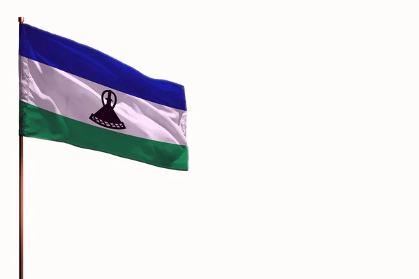 Knipperende Lesotho Vlag Geïsoleerd Mockup Met Plaats Voor Tekst Witte — Stockfoto