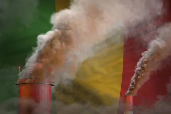Konzept Der Globalen Erwärmung Dichter Rauch Aus Industrieschornsteinen Auf Malischem — Stockfoto