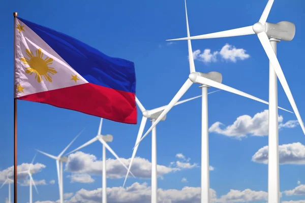 Filipinas Energia Alternativa Energia Eólica Conceito Industrial Com Moinhos Vento — Fotografia de Stock