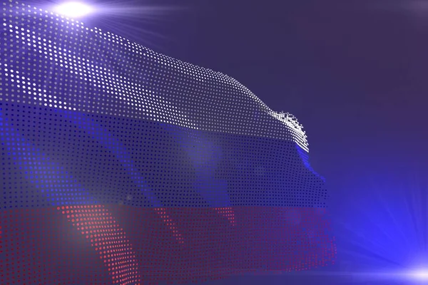 러시아 국기의 디지털밝은 내용을 공간이 보라색 점들을 흔들어서 러시아 — 스톡 사진