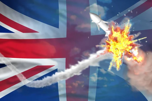 United Kingdom Intercepted Ballistic Warhead Modern Antirocket Destroys Enemy Missile — Stock Photo, Image