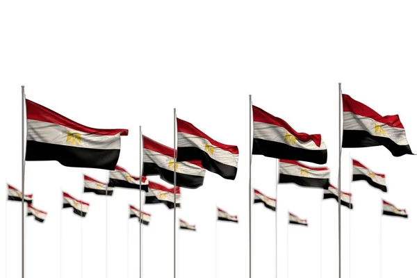 Mooie Egypte Geïsoleerde Vlaggen Geplaatst Rij Met Bokeh Ruimte Voor — Stockfoto