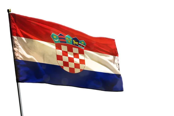 Bandiera Croazia Sventolante Isolata Sfondo Bianco — Foto Stock