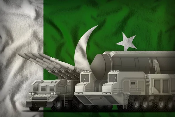 rocket forces on the Pakistan flag background. Pakistan rocket forces concept. 3d Illustration