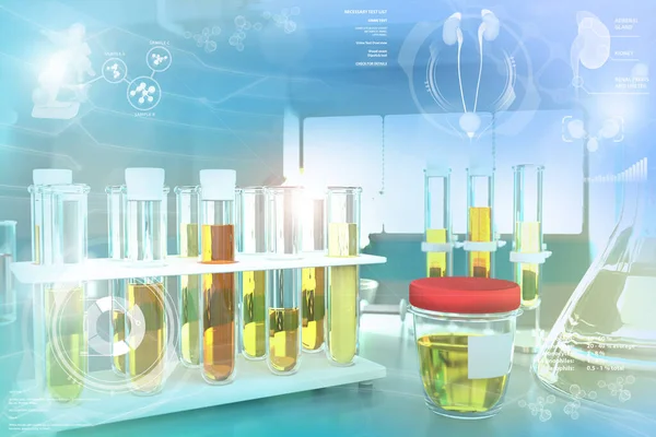 Reageerbuizen Modern Chemisch College Kantoor Urine Kwaliteitstest Voor Urobilinogeen Eiwit — Stockfoto