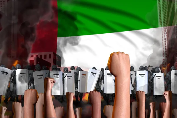 Birleşik Arap Emirlikleri Nde Protesto Polis Ekibi Bayrak Geçmişi Düzensiz — Stok fotoğraf