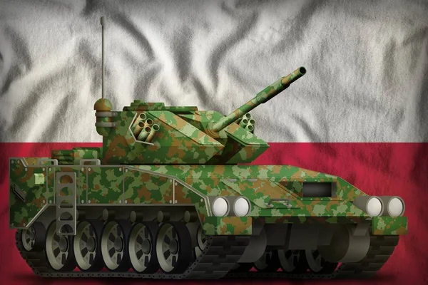 Lehký Tank Apc Letní Kamufláží Pozadí Polské Vlajky Ilustrace — Stock fotografie