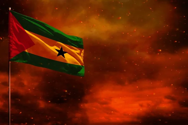 Flatternde Flaggen Attrappe Von Sao Tome Und Principe Mit Leerraum — Stockfoto