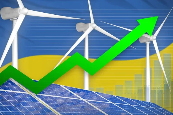 Ucraina Solare Eolico Grafico Aumento Freccia Verso Alto Energia Rinnovabile — Foto Stock