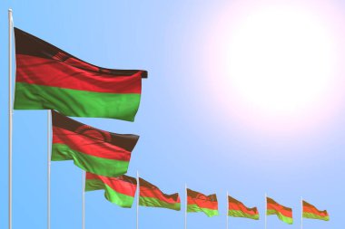 Güzel bir çok Malawi bayrakları mavi gökyüzüne yerleştirilmiş içeriğiniz için yer var - herhangi bir bayrak 3d illüstrasyonu