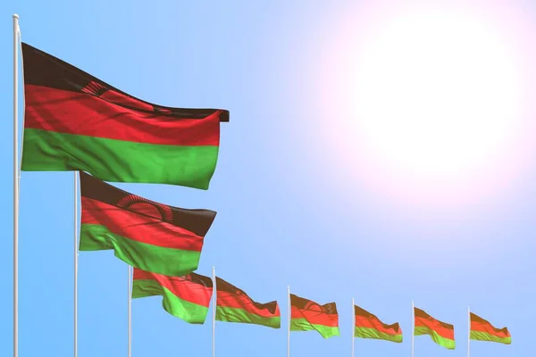 Schön Viele Malawi Flaggen Diagonal Blauen Himmel Platziert Mit Platz — Stockfoto
