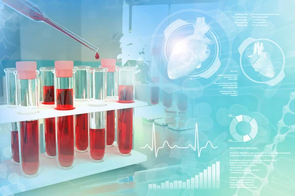 Medische Illustratie Reageerbuisjes Flacons Studiekantoor Bloedmonster Test Rode Bloedcellen Natrium — Stockfoto