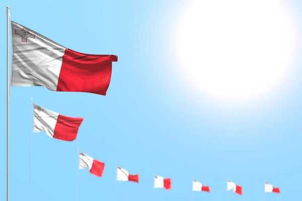 Szép Sok Málta Zászlók Elhelyezett Átlós Puha Fókusz Szabad Hely — Stock Fotó