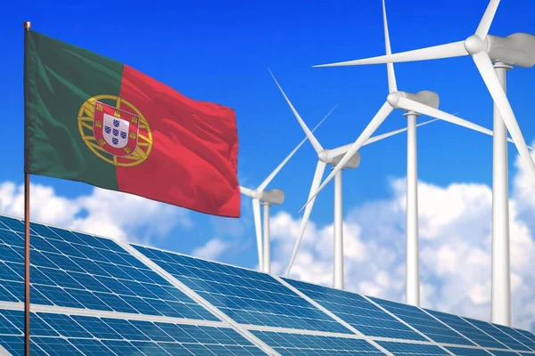Πορτογαλία Ηλιακή Και Αιολική Ενέργεια Έννοια Των Ανανεώσιμων Πηγών Ενέργειας — Φωτογραφία Αρχείου