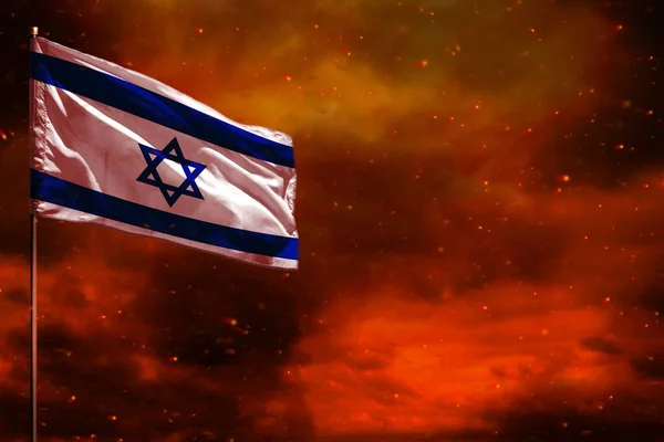 Fluttering Israel Flag Mockup Blank Space Your Data Crimson Red — Stock Photo, Image