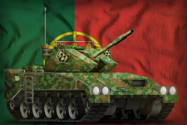 Lichte Tank Apc Met Zomer Camouflage Portugese Vlag Achtergrond Illustratie — Stockfoto