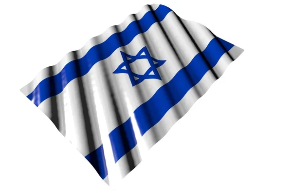 Милый Блестящий Флаг Израиля Большими Складками Лежали Изолированы Белом Любой — стоковое фото