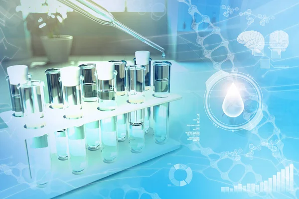 Drinkwaterkwaliteitstest Voor Virussen Zoals Covid 2019 Concept Laboratoriumreageerbuizen Modern Medisch — Stockfoto