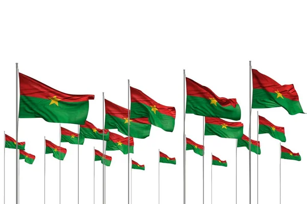 Schön Viele Burkina Faso Flaggen Einer Reihe Isoliert Auf Weiß — Stockfoto