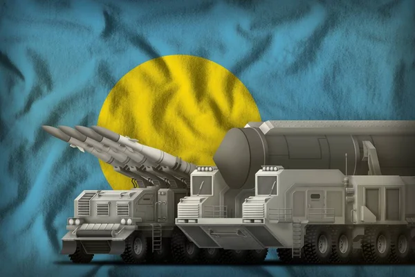 Raket Styrkor Palau Flagga Bakgrund Palau Raket Styrkor Koncept Illustration — Stockfoto