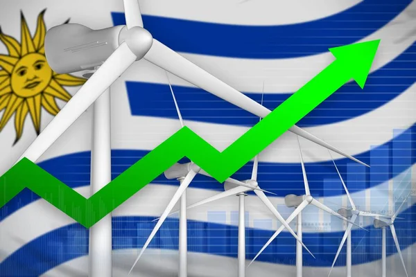 Uruguay Szélenergia Teljesítmény Emelkedő Chart Nyíl Fel Modern Energia Ipari — Stock Fotó