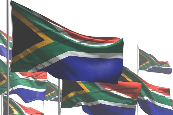 Muitas Bandeiras África Sul Estão Acenando Isolado Branco Qualquer Bandeira — Fotografia de Stock